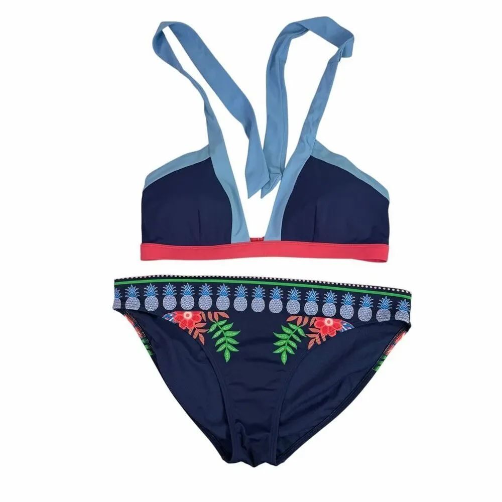Boden size 12 Ithaca Colorblock Bikini Top & Pineapple Print Bottom